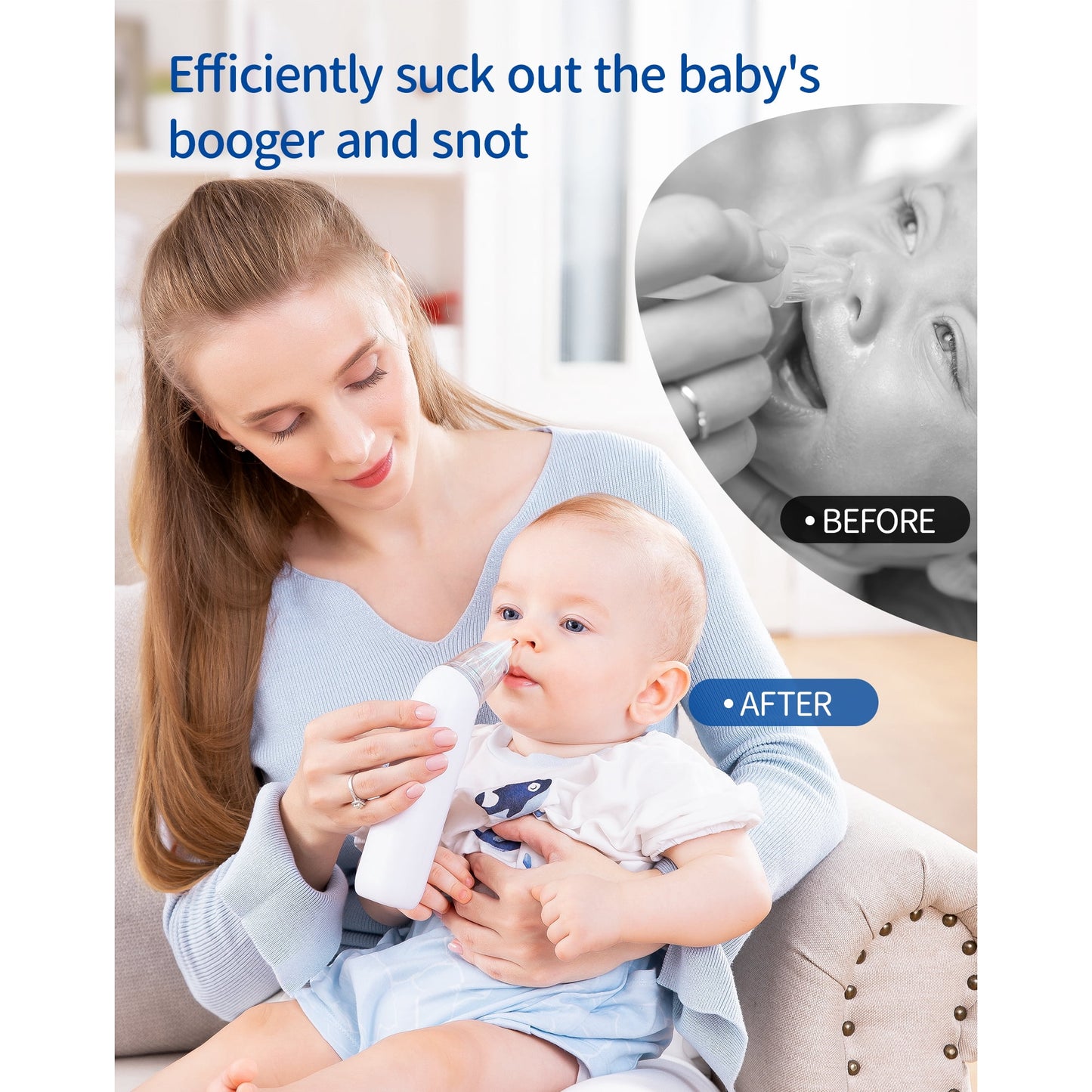 Larex Baby Nasal Aspirator, Nose Sucker for Baby Nose Cleaner-3 Levels Power Suction,Music and Light Function