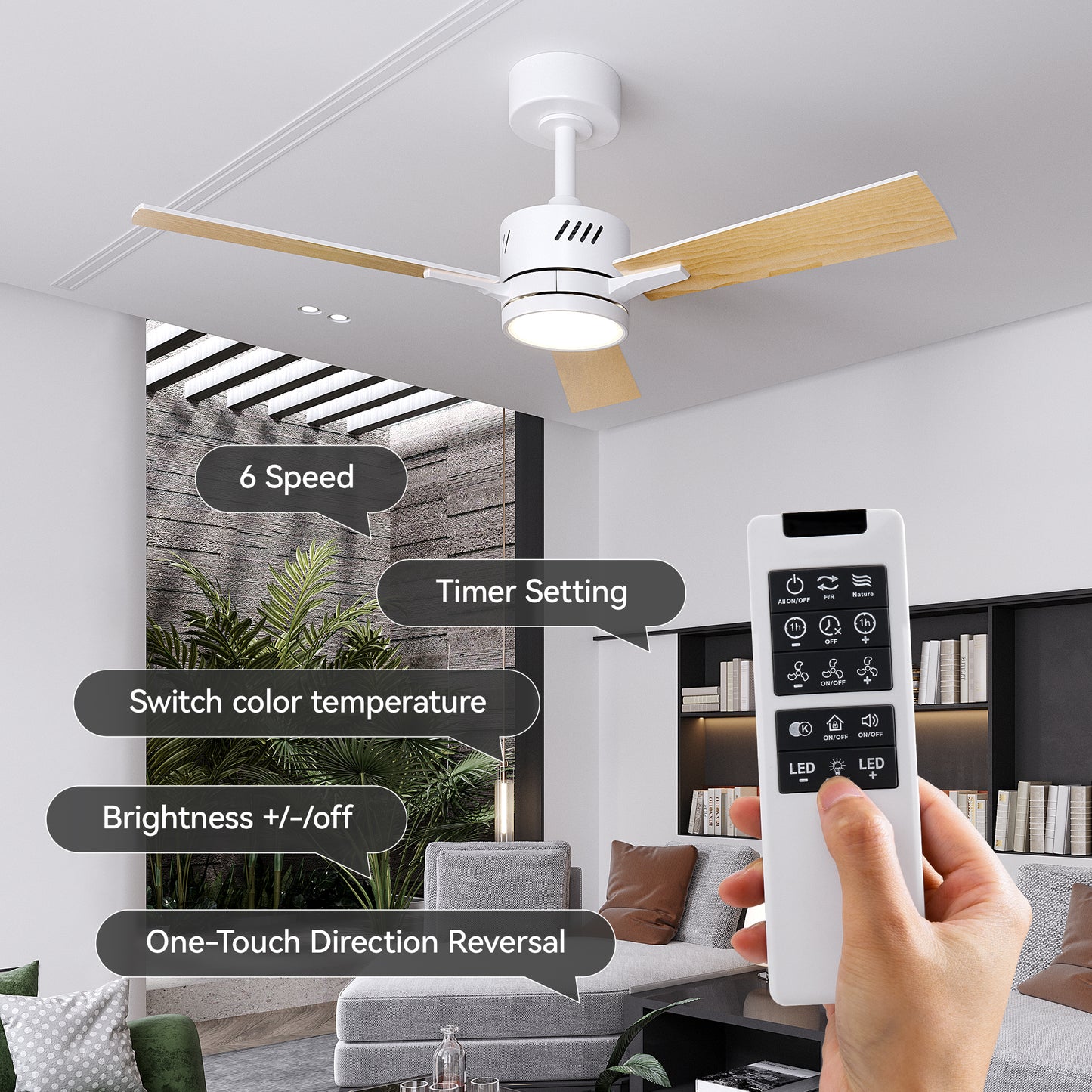 SUNMORY Ceiling Fans with Lights and Remote, 42 Inch Low Profile Ceiling Fan with Light, Reversible DC Motor, Dimmable LED, 3CCT, Quiet, Modern Ceiling Fan for Bedroom/Living Room/Patios, Black