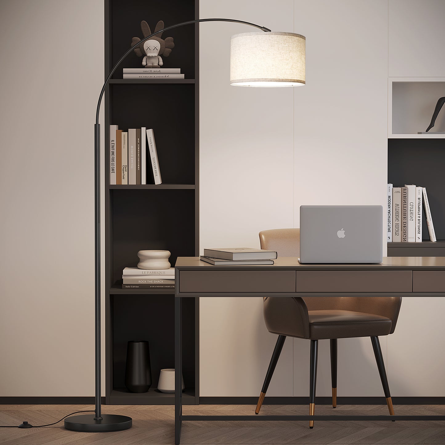 Arc Floor Lamp with Foot Switch, 3 Color Temperature, 9w A19 LED Bulb included, 75″Height Tall Lamp with Hanging Drum Shade, Arched Standing Lamp for Bedroom, Living Room, Office(Black) 13107820083