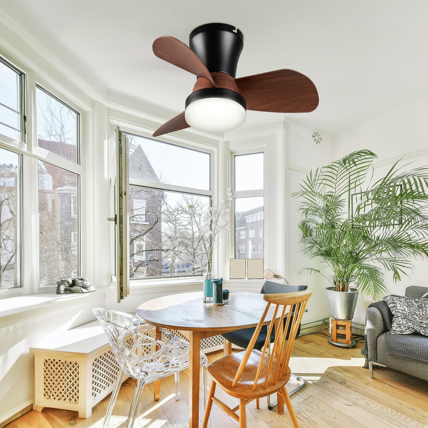 SUNMORY 22 in Flush Mount Ceiling Fan with Remote Control 5321703731