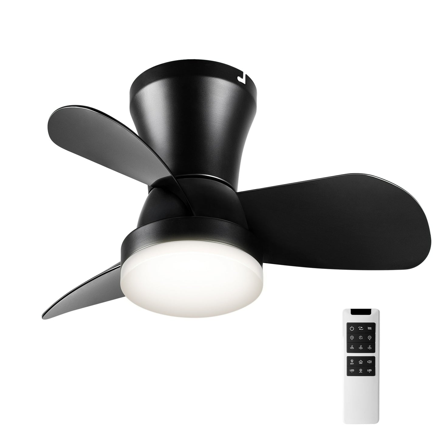 Ceiling Fans with Lights and Remote, 22 inch Low Profile Ceiling Fan for Bedroom/Kitchen/Dining Room/Patio, 6 Wind Speeds, Dimmable,