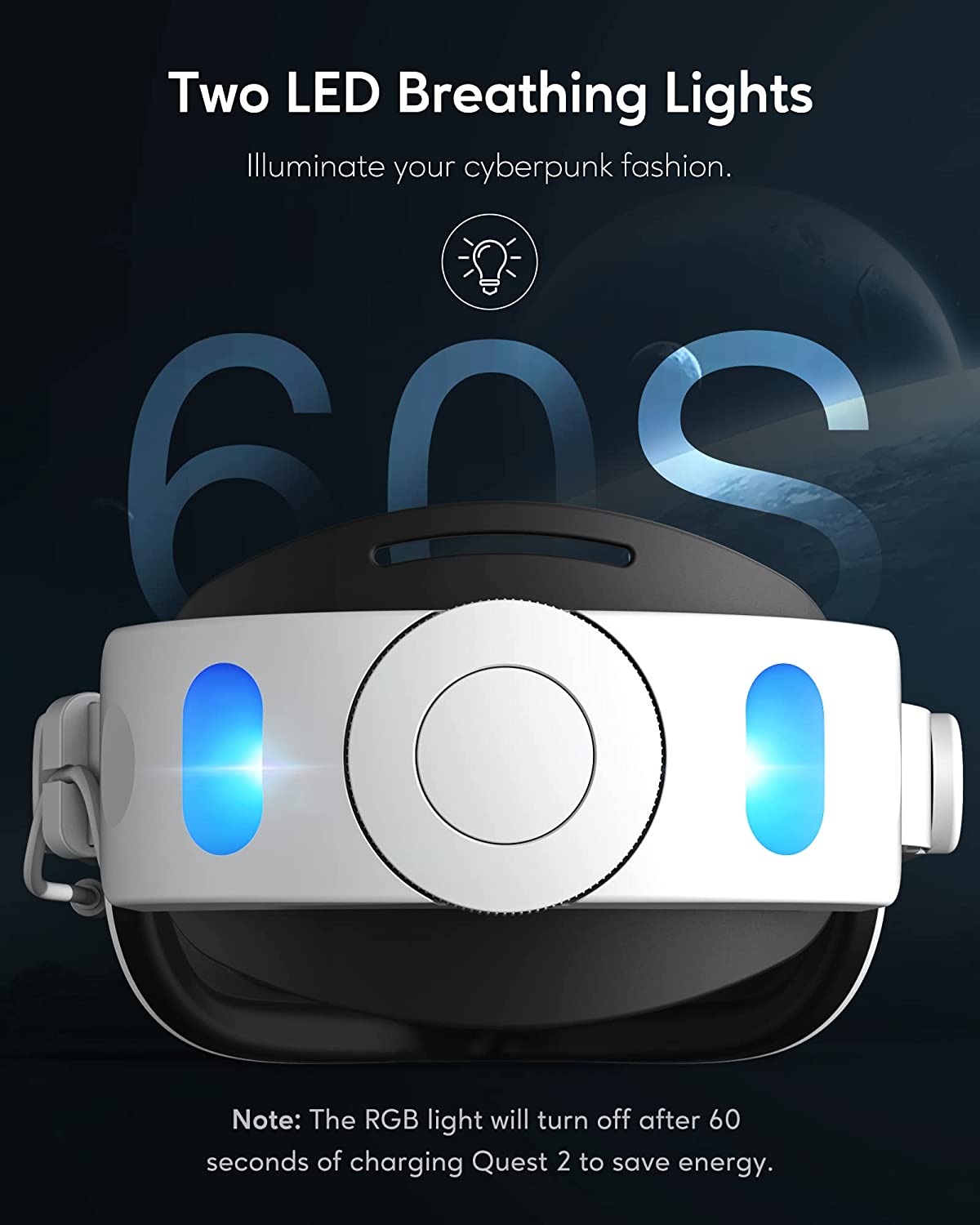 OQ2 Pro Elite Head Strap, VR Accessories Compatible with Oculus Quest 2, One-Click Release Function Design, 6000mah Battery with LED Display Screen, RGB Breathing Lights, Counter Balance