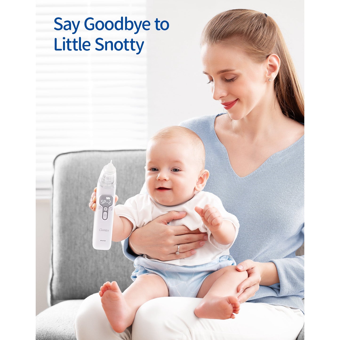 Larex Baby Nasal Aspirator, Nose Sucker for Baby Nose Cleaner-3 Levels Power Suction,Music and Light Function