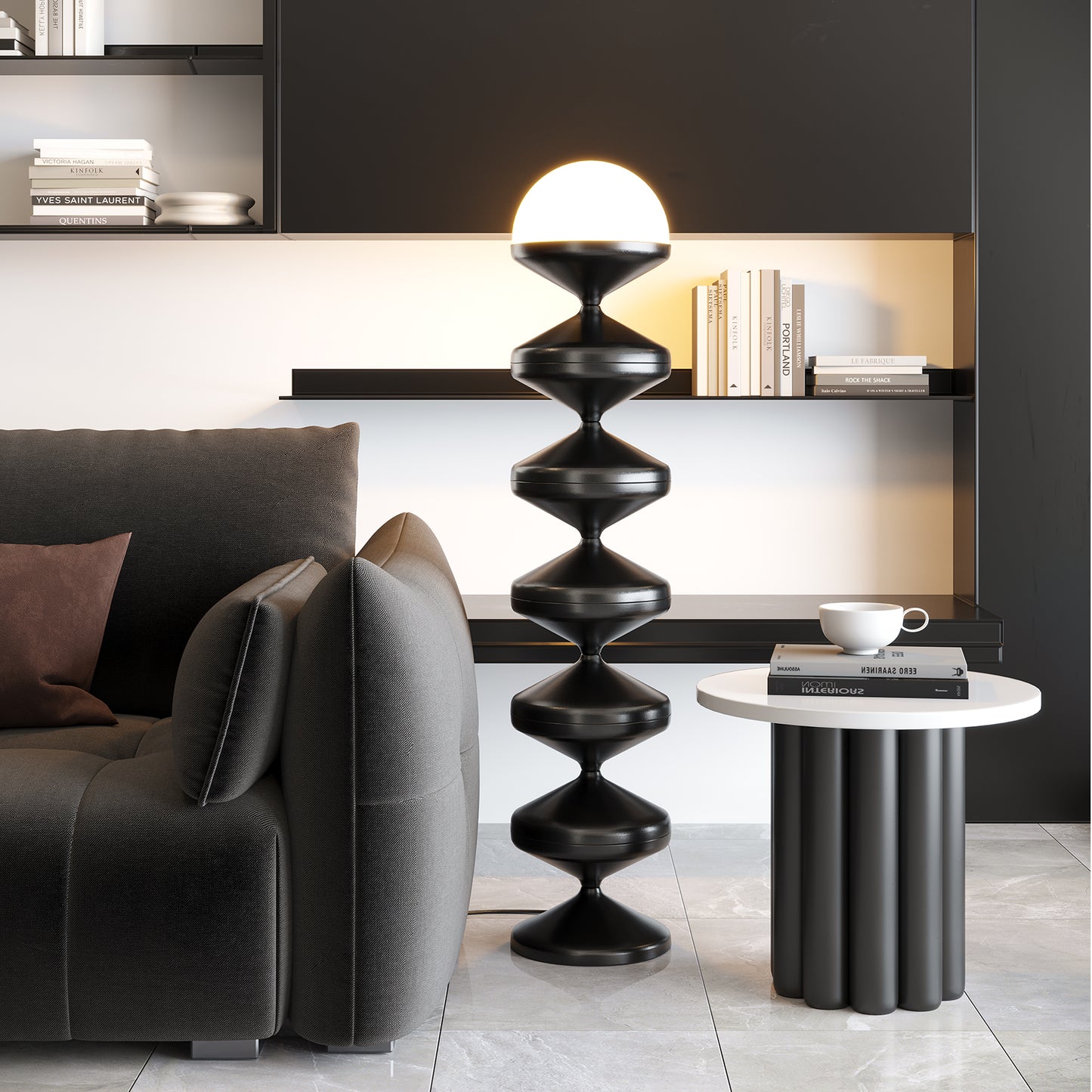 SUNMORY Metal Modern Floor Lamp for Living Room, Dome Shape Floor Light with Acrylic White Decorative Shade for Bedroom 18163171523