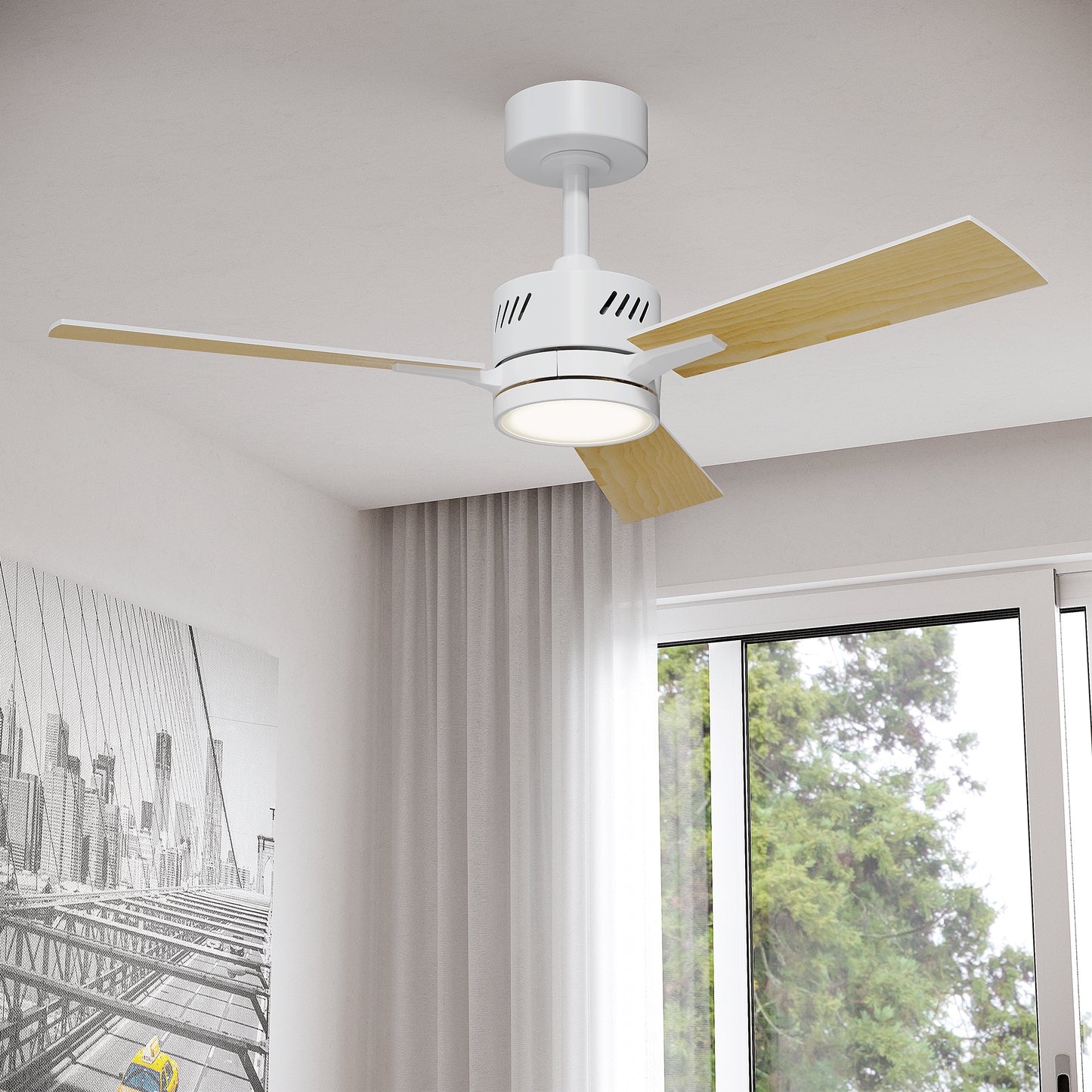 SUNMORY Ceiling Fans with Lights and Remote, 42 Inch Low Profile Ceiling Fan with Light, Reversible DC Motor, Dimmable LED, 3CCT, Quiet, Modern Ceiling Fan for Bedroom/Living Room/Patios, Black