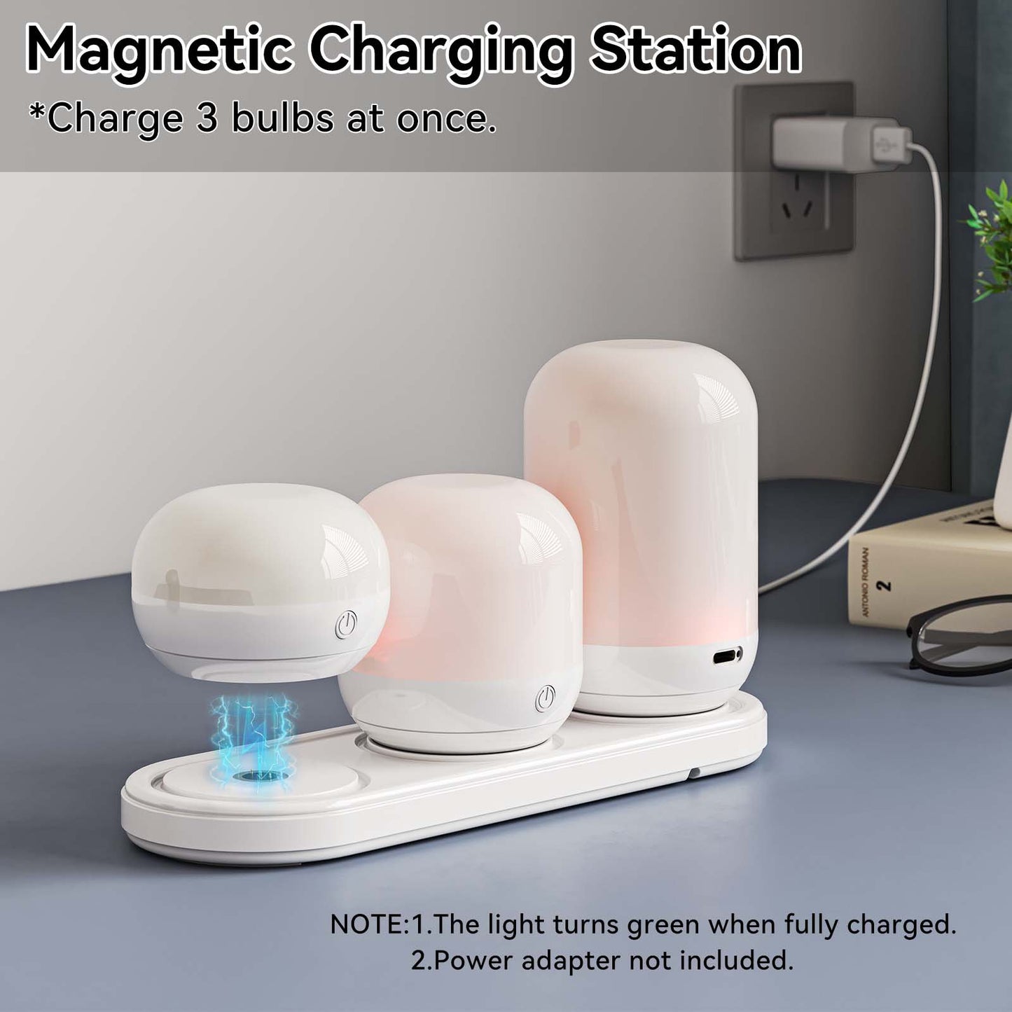 SUNMOMRY Rechargeable Night Light with Magnetic Charging Station, Dimmable Table lamp with 12 RGB Colors, Small LED Lights for Bedroom, Timer & Remote Control, Lamps for Night Stands-15652858114