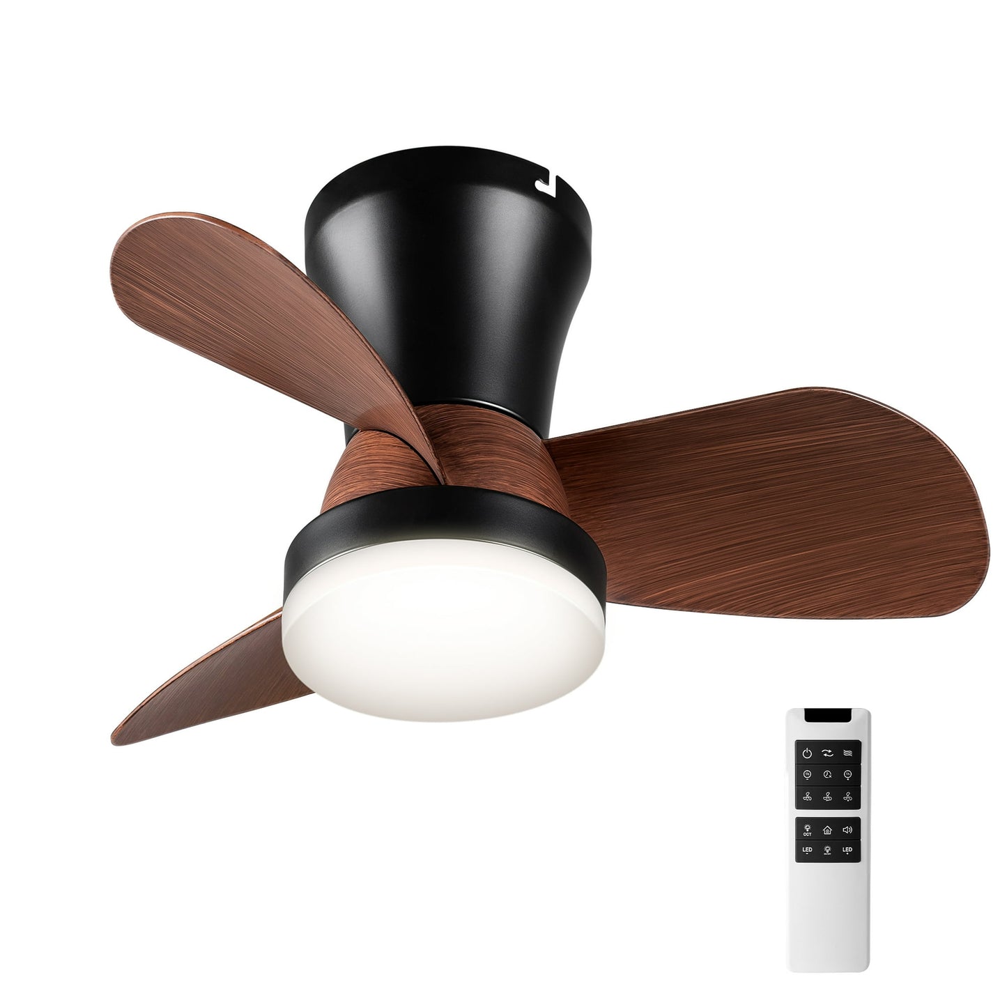 Ceiling Fans with Lights and Remote, 22 inch Low Profile Ceiling Fan for Bedroom/Kitchen/Dining Room/Patio, 6 Wind Speeds, Dimmable,