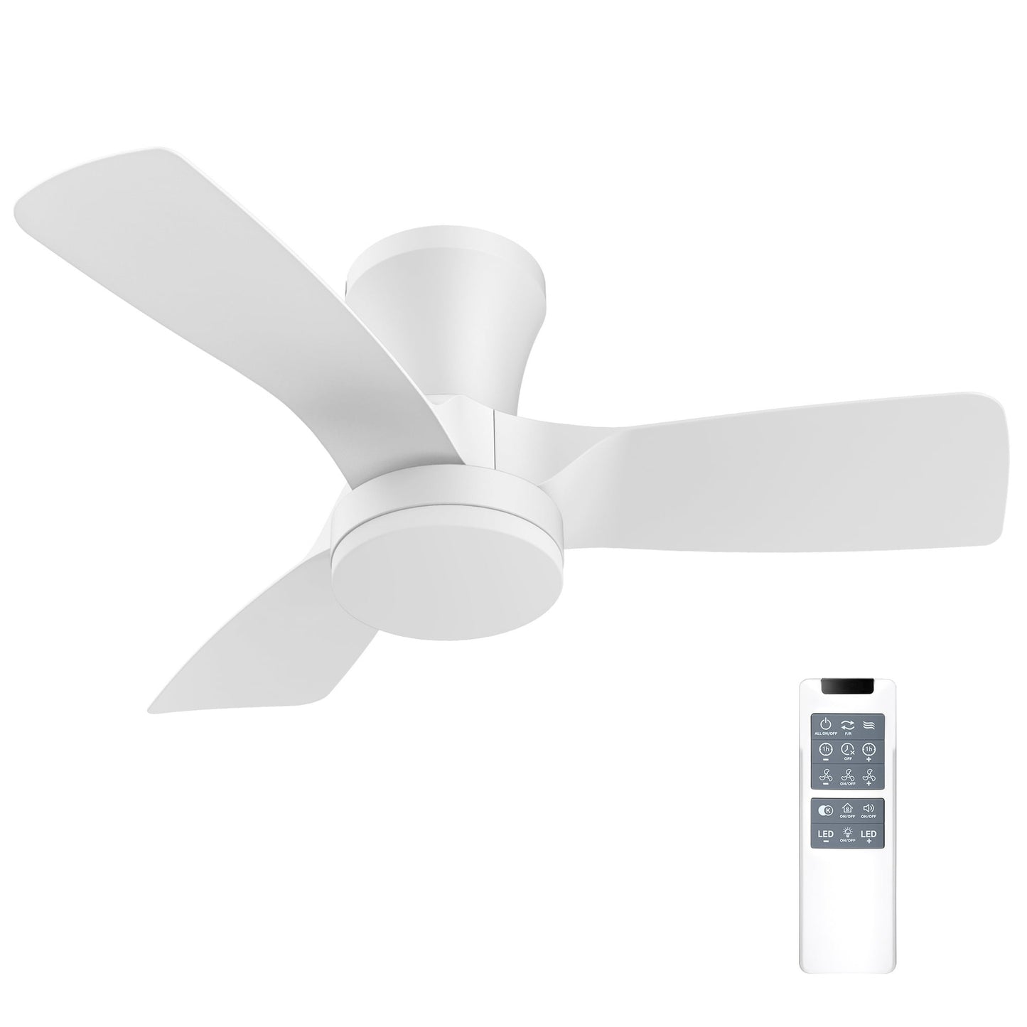SUNMORY Ceiling Fans with Lights and Remote, 30 inch Low Profile Ceiling Fan with Light, Modern Flush Mount Ceiling Fan for Bedroom/Kitchen/Dining Room/Patio, 6 Wind Speeds, Dimmable,