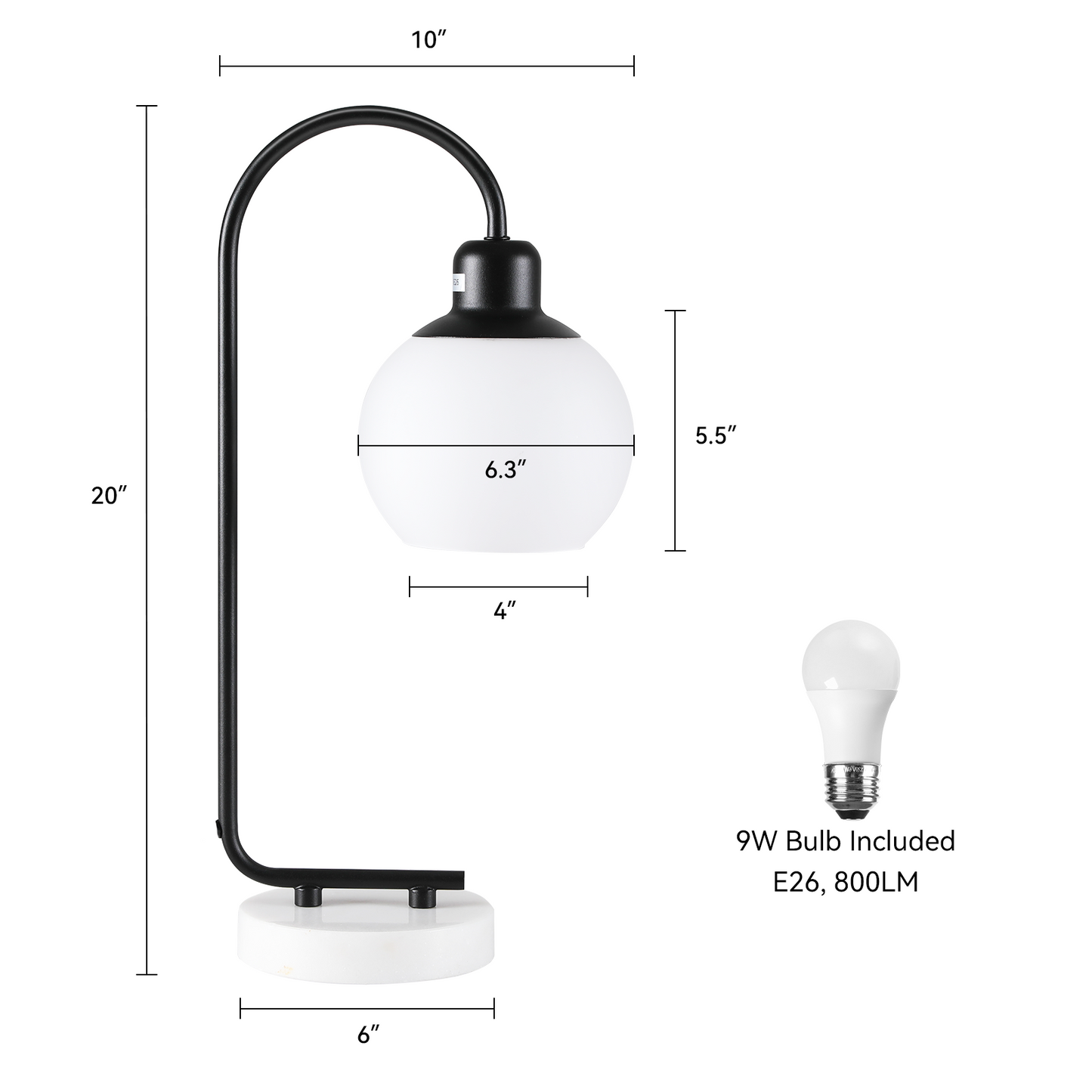 20" Marble Table lamp, Nightstand Lamps for Living Room Bedroom, 3-Color Temperatures Bedside Lamps with Nightlight, Modern Table Lamp, 9W Bulbs Included