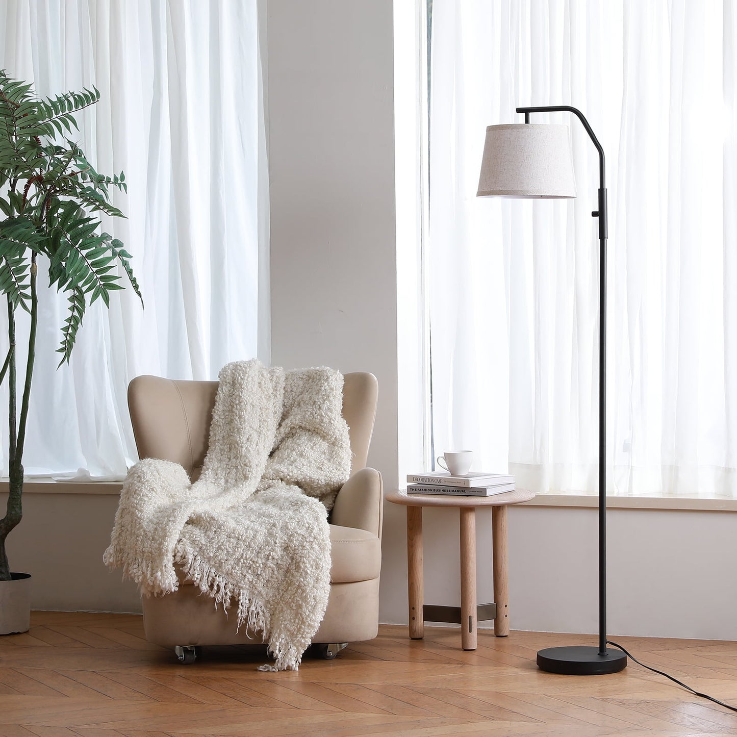 SUNMORY Floor Lamp, Lamps for Living Room, Standing Lamp with 0-100% Dimmable, Bedroom Floor Lamps with Adjust Head, 9W Energy Efficient Bulb Included for Living Room Bedroom Office Nursery, Black 15325952586