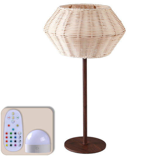 SUNMORY 16'' Rechargeable Table Lamp with Remote Control RGB, Handmade Rattan Desk Lamp, Dimmable Night Light, 15-24 Hrs Battery Life, Magnetic Detachable Bulb, for Living Room Bedroom Office 17491861185