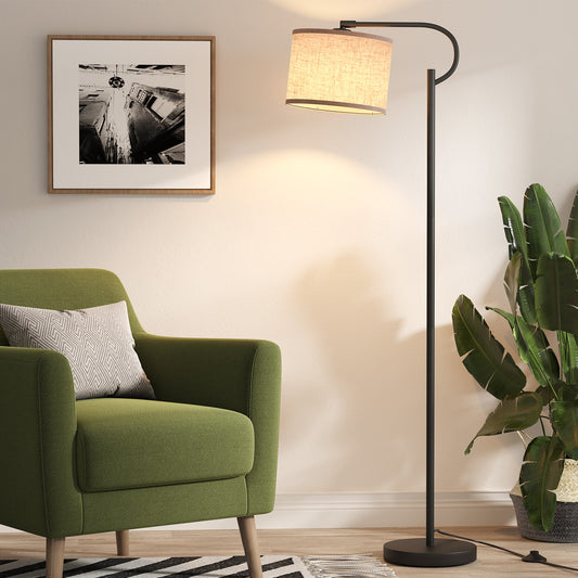 SUNMORY 63" Arc Floor Lamp for Living Room, Dimming Standing Lamp with Linen Shade, Tall lamp with 3 Color Temperature LED, Metal Modern Floor Lamps for Bedroom, Office, Bulb Included, Black 17438968972