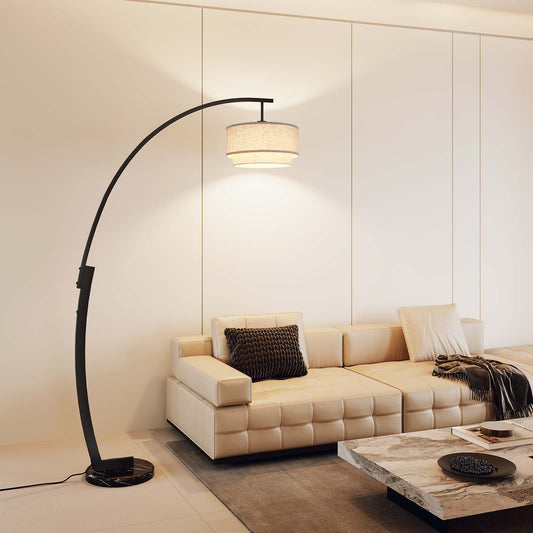 SUNMORY 81" Tall Arc Floor Lamps for Living Room, Modern Curved Floor Lamp with Double Layers Lampshade, Standing Lamp with Marble Base, 3 Color Temperature Arch Floor lamp for Dinning Room 18914451833
