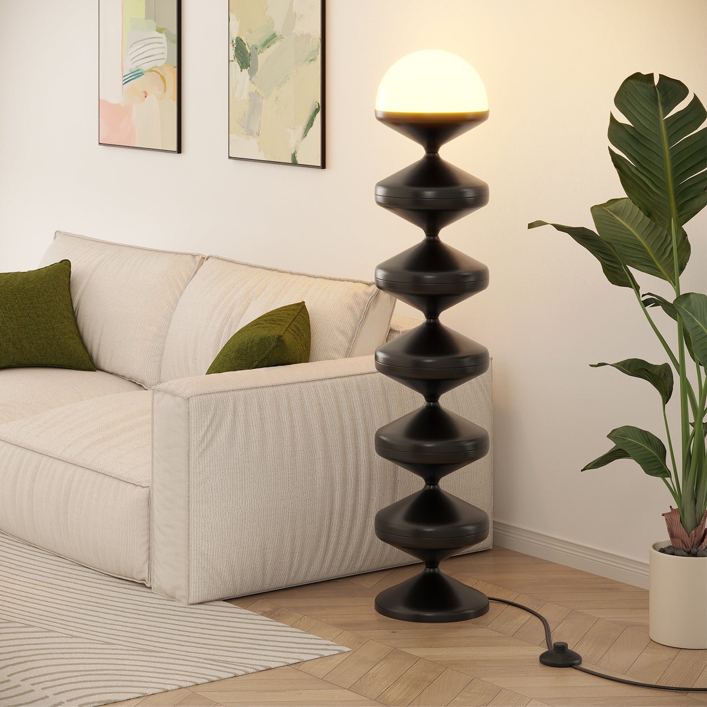 SUNMORY Metal Modern Floor Lamp for Living Room, Dome Shape Floor Light with Acrylic White Decorative Shade for Bedroom 18163171523