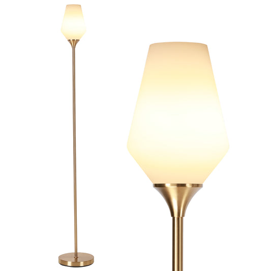 SUNMORY Torchiere Gold Floor Lamp, 69" Standing Lamps for Living Room 3 Color Dimmable Tall Lamp, LED Super Bright Standing Lamp with Frosted Glass Lampshade 19053855800