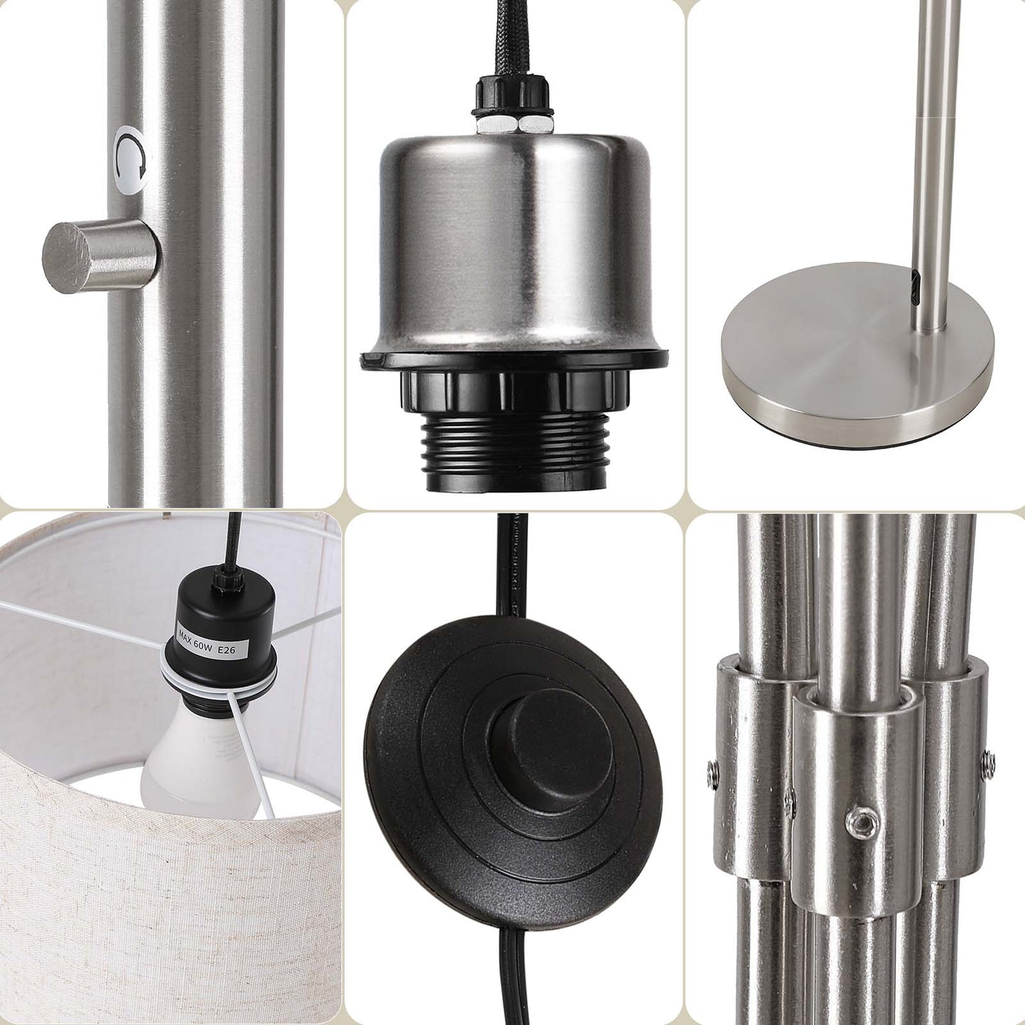 SUNMORY 3 Lights Floor Lamp for Living Room, 78" Tall Standing Lamp with Hanging Drum Shade, Modern Arc Floor Lamps with Heavy Base, Mid Century Arched Tree Floor Lamp for Bedroom, Office, Corner