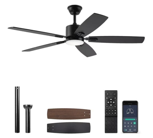 SUNMORY 62" Ceiling Fans with Lights and Remote/APP Control, Low Profile Ceiling Fan with Light, Reversible, Quiet 6 Speeds, Stepless Dimmable, Flush Mount Ceiling Fan for Bedroom Indoor/Outdoor Use 15574311251