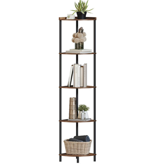 SUNMORY 65" Corner Shelf Stand, 5-Tier Industrial Corner Shelves, Wall Corner Bookshelf, Display Shelf Tall Shelf Plant Stand for Bedroom, Bathroom, Living Room, Corridor 5374452050