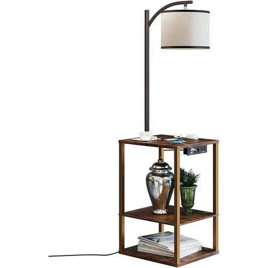 SUNMORY Floor Lamp with Table, Lamps for Living Room with USB Charging Station Port, 3-Color Temperature LED Bulb Attached End Table with Shelves, Side Table Lamps for Living Room Bedroom Office, 573724545