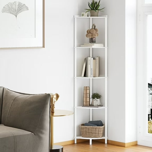 SUNMORY 65" Corner Shelf Stand, 5-Tier Industrial Corner Shelves, Wall Corner Bookshelf, Display Shelf Tall Shelf Plant Stand for Bedroom, Bathroom, Living Room, Corridor 5275063989
