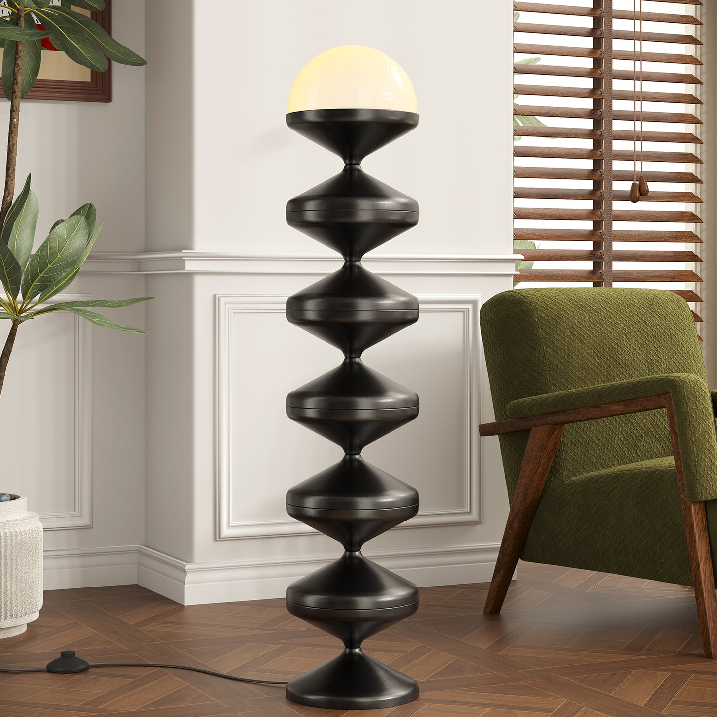 SUNMORY Metal Modern Floor Lamp for Living Room, Dome Shape Floor Light with Acrylic White Decorative Shade for Bedroom 18163171523