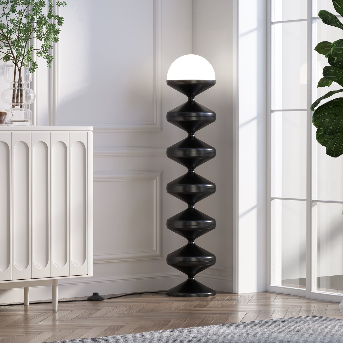 SUNMORY Metal Modern Floor Lamp for Living Room, Dome Shape Floor Light with Acrylic White Decorative Shade for Bedroom 18163171523