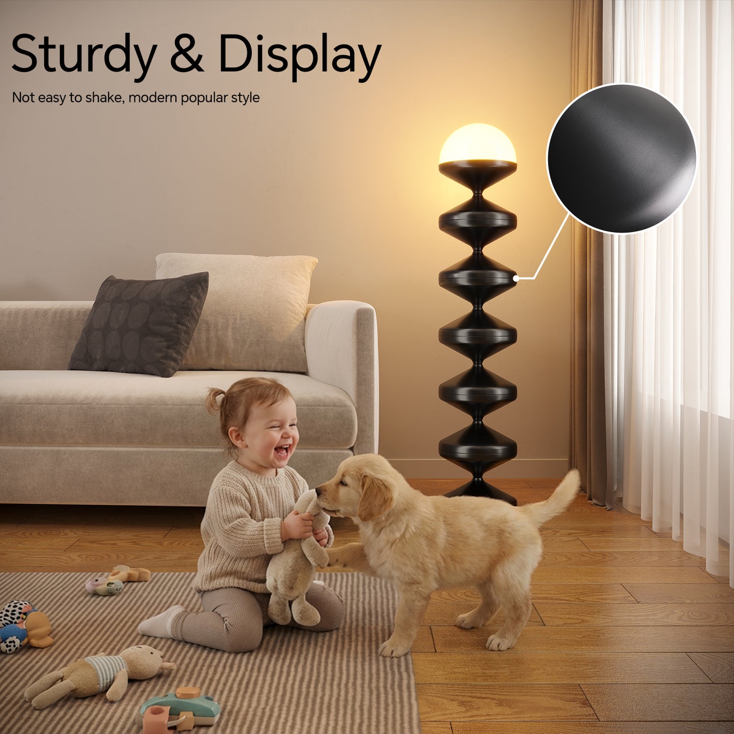 SUNMORY Metal Modern Floor Lamp for Living Room, Dome Shape Floor Light with Acrylic White Decorative Shade for Bedroom 18163171523