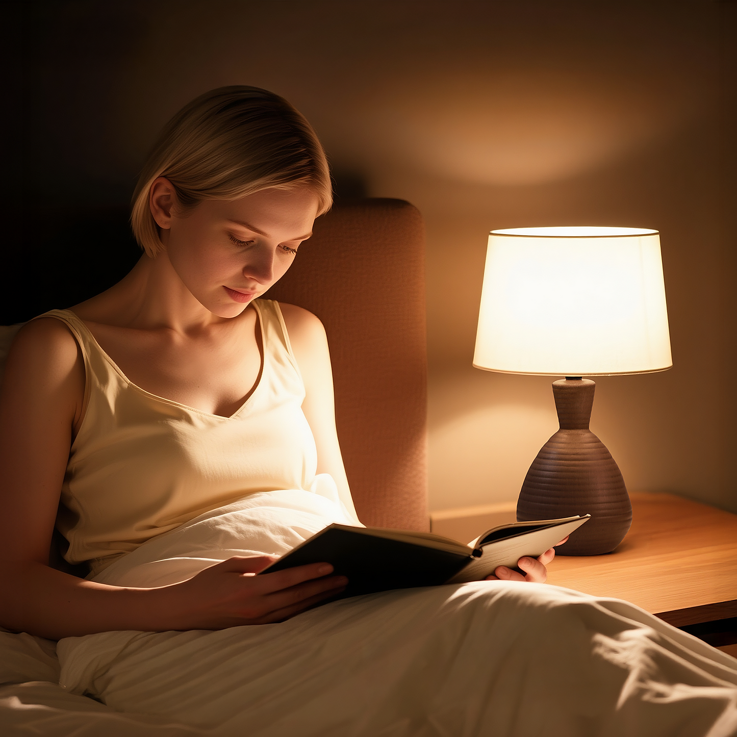 SUNMORY Table Lamp for Bedroom, 14.5'' Ceramic Table Lamps with 3 Way Dimmable White Lamp, Small Space Cute Mushroom Lamps, LED Night Light for Living Room, Dining Office (Linen Shade)17773212614