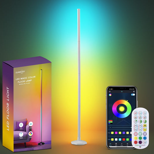 SUNMORY RGB LED Floor Lamp, 49" Corner Lamp with 80+ Scene & Timer, Smart Modern Ambient Lighting with Music Sync & 16 Million Colors, Remote & App Floor Lamps for Living Room, Gaming Room, Bedrooms 10067908351