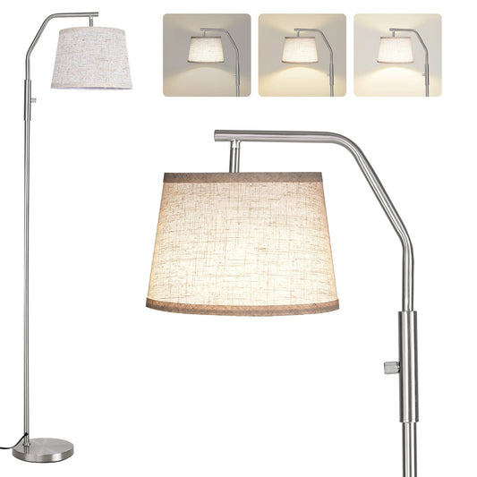 SUNMORY Floor Lamp for Living Room, 9W Bulb Included, Lamp for Bedroom with Adjust Head, Standing Lamp with Rotary Switch, 0-100% Dimmable Floor Lamp for Living Room Bedroom Office Nursery, Nickel  15276273048