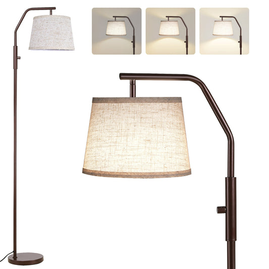 SUNMORY Iron Modern Standing Lamp, Gold Floor Lamp for Living Room, with Rotary Switch, Hanging Shade and 3 Color Temperatures 9W Bulb for Bedroom-15342355631