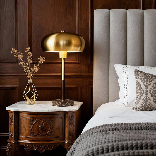 SUNMORY 16” Modern Gold Table Lamp with Marble Base, Nightstand Lamp E26 Bulb Included, 3 Color Temperatures Dimmable Living Room Lamp, Desk Lamp for Bedroom, Office 17488958646