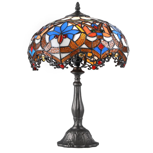 SUNMORY 18.5'' Stained Glass Tiffany Style Table Lamps, Bedroom Bedside Reading Desk Light for Living Office Dormitory Bar Retro Unique Cute Accent Decor Cottage Village Gift Nightstand Lamps 17515510537