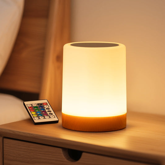 SUNMORY Dimmable Touch Night Light, Table Lamp with 16 RGB Colors & 4 Modes, Remote Control LED Bedside Lamp for Nursery Bedroom Hallway Portable Desk Lamp with Timer & Hook for Picnics Campin 16448365442