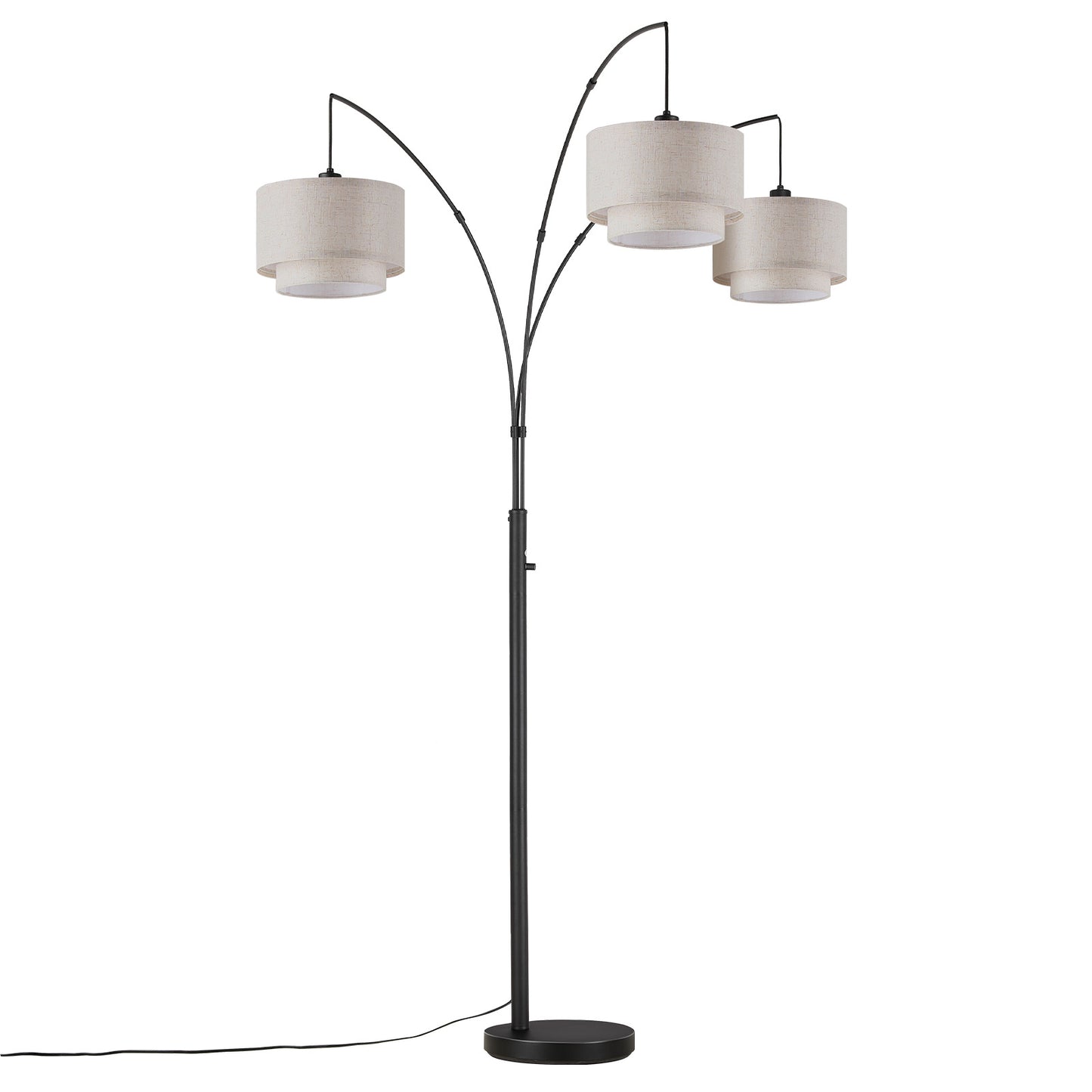 SUNMORY 3 Lights Tree Floor Lamp, 81.5" Tall Standing Lamp with Hanging Dual Drum Linen Shade, Modern Arc Floor Lamps with Heavy Base & 3 Bulbs, Mid Century Arched Floor Lamp for Living Room, Bedroom Black 17167153144