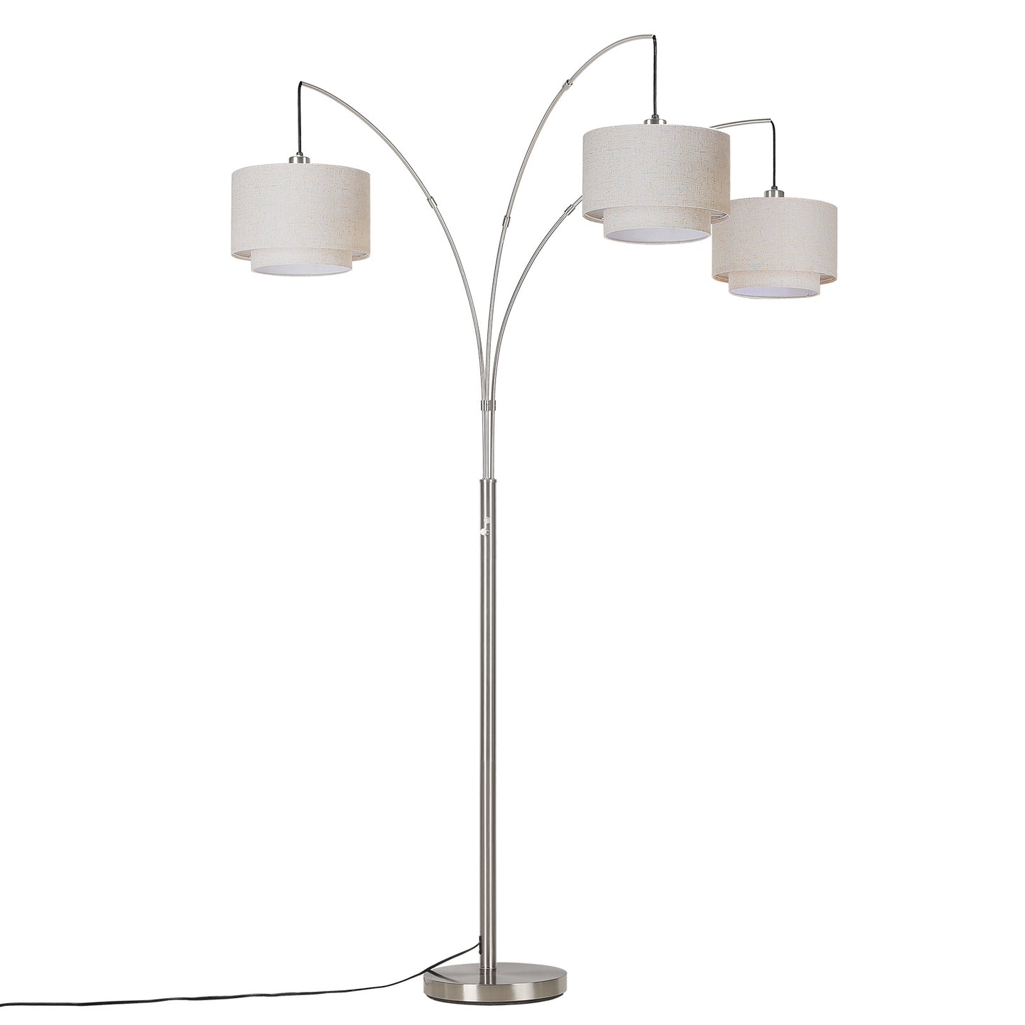 SUNMORY 3 Lights Tree Floor Lamp, 81.5" Tall Standing Lamp with Hanging Dual Drum Linen Shade, Modern Arc Floor Lamps with Heavy Base & 3 Bulbs, Mid Century Arched Floor Lamp for Living Room, Bedroom Silver 17162112713