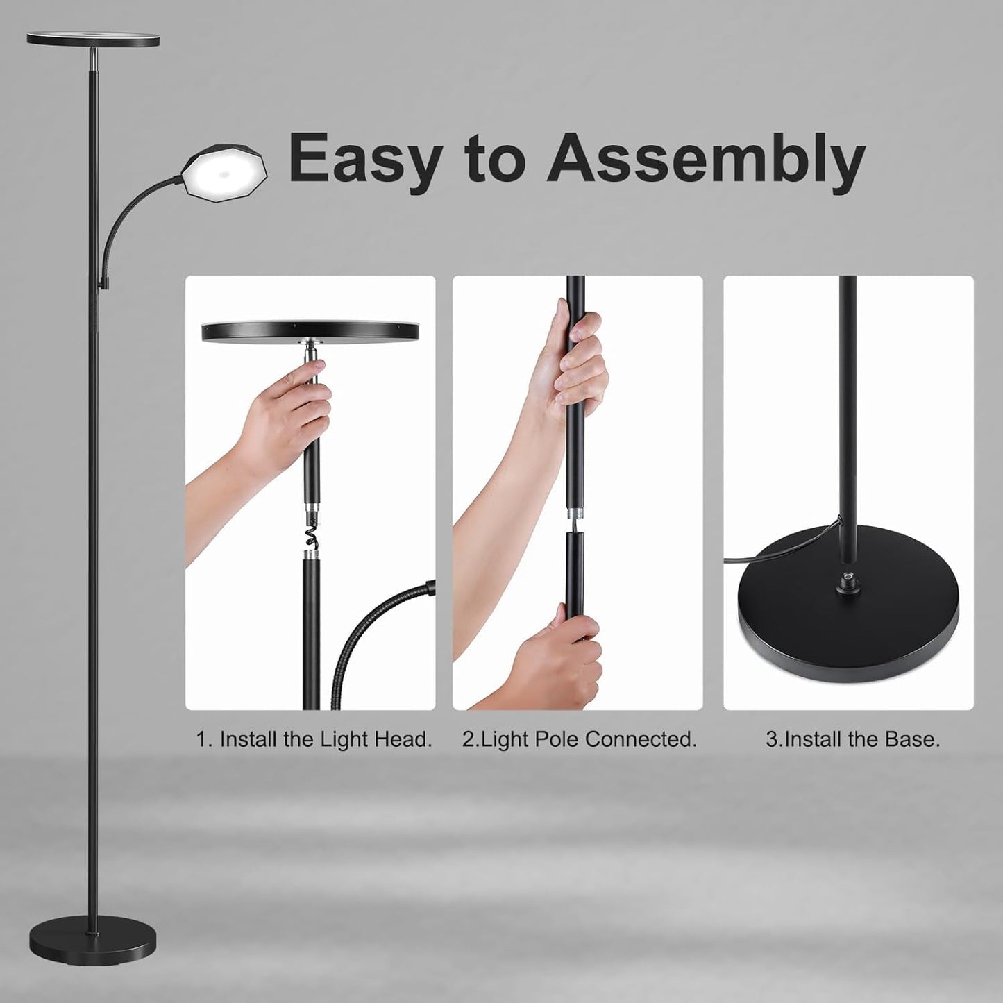 SUNMORY Floor lamps for Living Room, 48W/4200LM Super Bright LED Floor Lamp with Remote Control, 69'' Tall Standing Lamp with Stepless Dimmable, Modern Torchere Reading Lamp for Bedroom, Office 14652209463