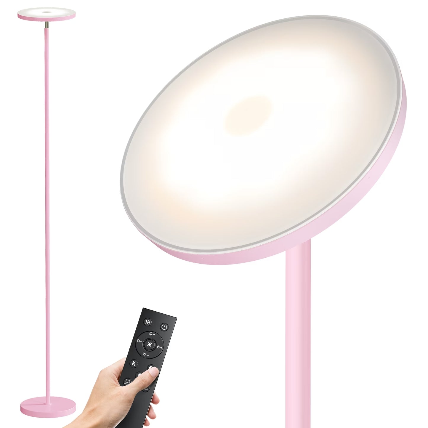 SUNMORY Soft Pink Torchiere Floor Lamp for Bedroom and Office – Elegant Standing Lamp with Modern Design, Perfect for Ambient Lighting in Living Spaces 16438413597