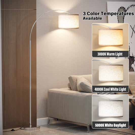 Arc Floor Lamp with 3 Color Temperature,Modern Floor Lamp with 9w A19 LED Bulb 13113062196