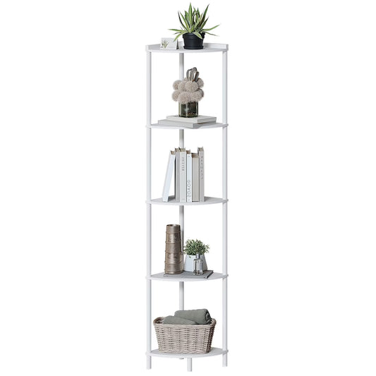 Sunmory 5 Tier Corner Bookcases, Wood Composite White 5275063989
