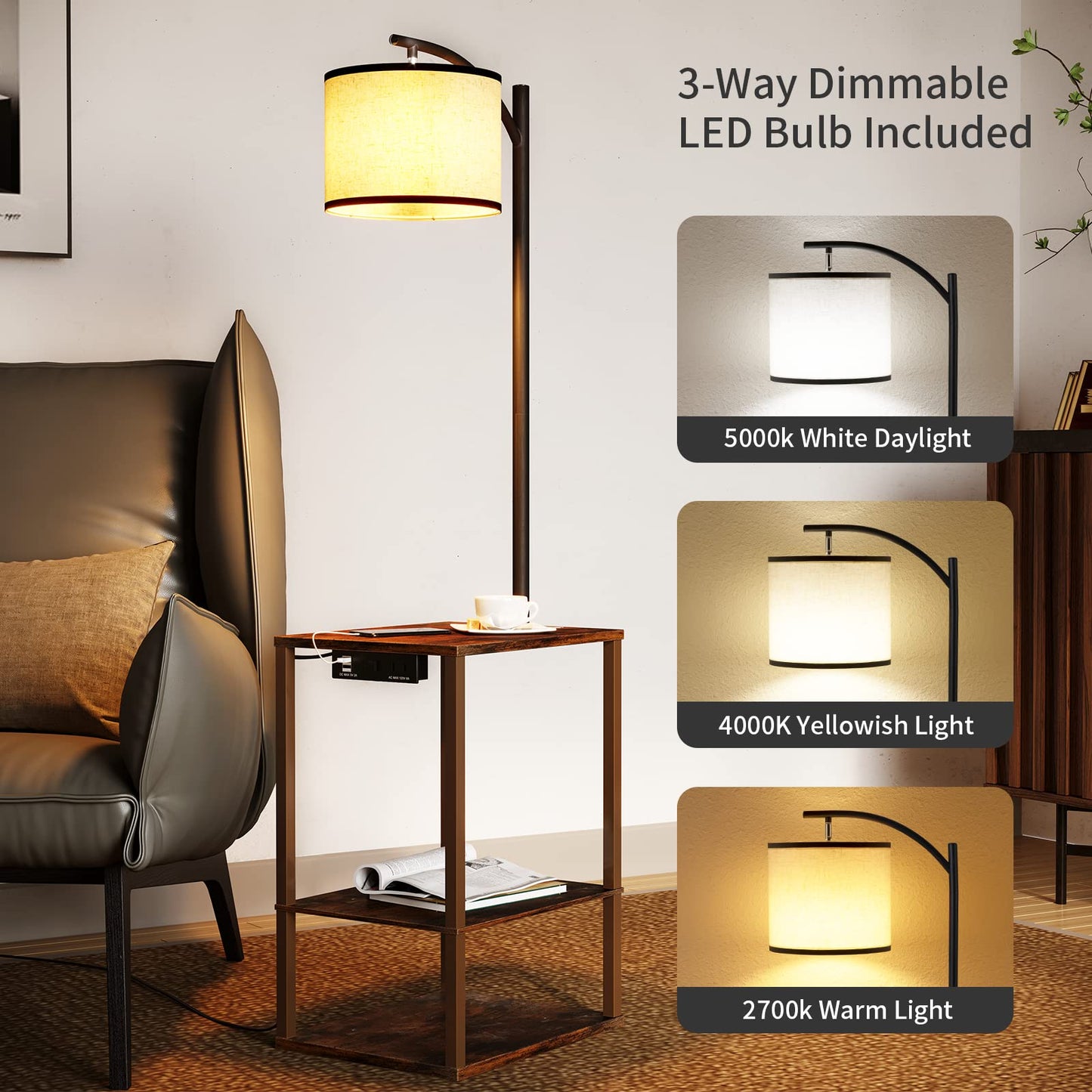 SUNMORY Floor Lamp with Table