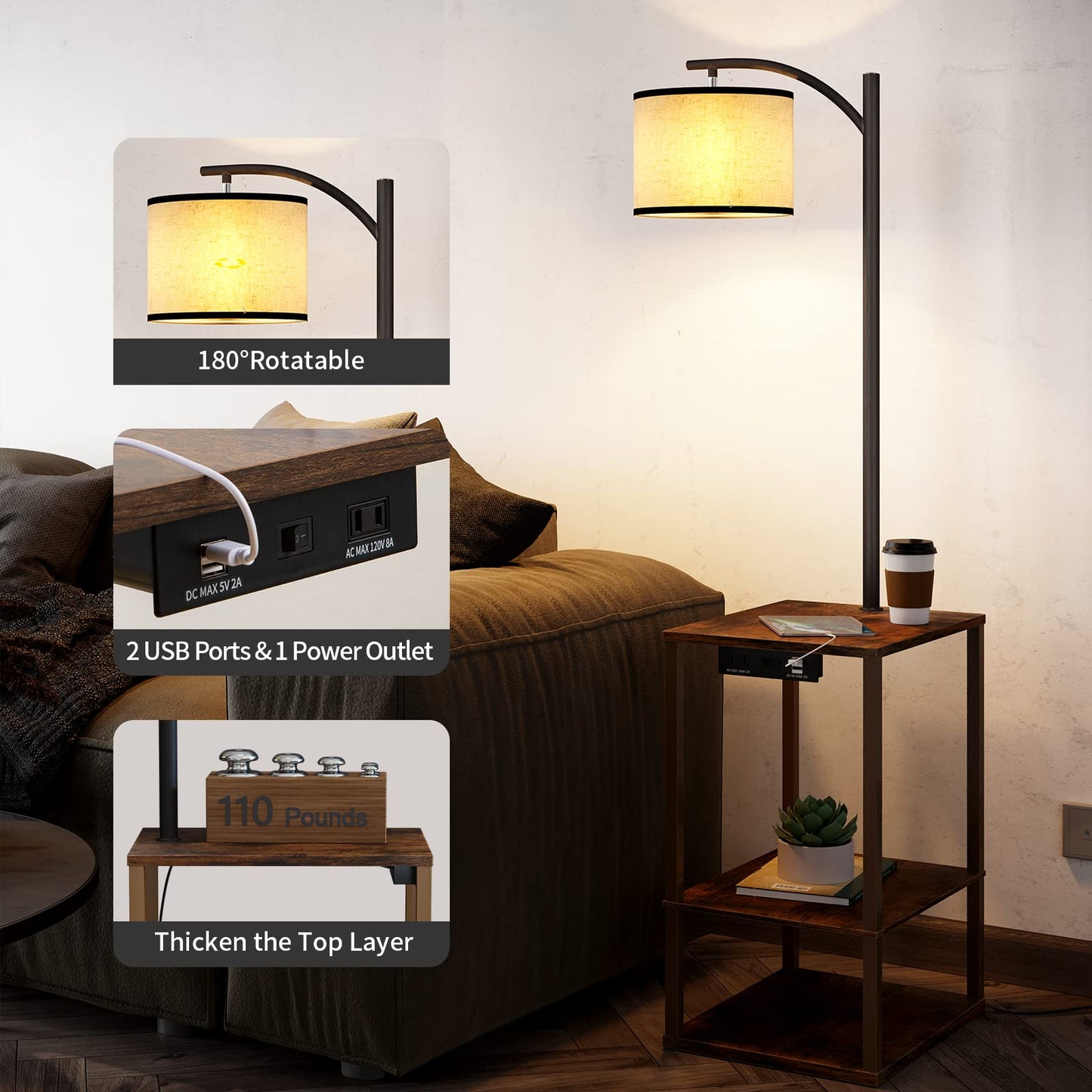 SUNMORY Floor Lamp with Table