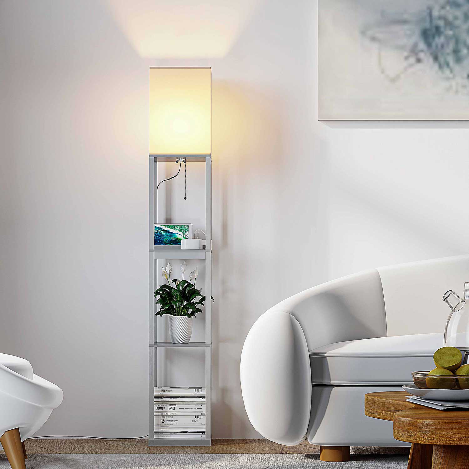 shelf floor lamp gray cover