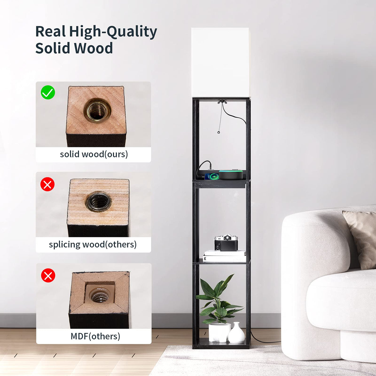 RUNTOP Floor Lamp with Shelves, Modern Standing Lamp with Wireless RUNTOP Floor Lamp with Shelves, Modern Standing Lamp with Wireless